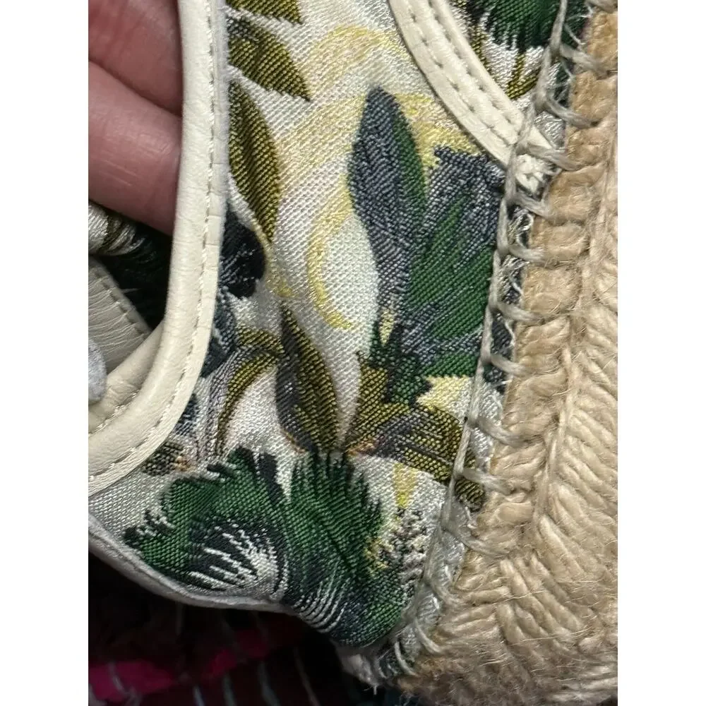 J SLIDES anthropologie cloth leather leaf embroidered espadrilled sneaker shoes